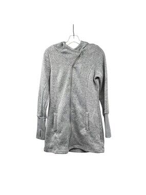 Mondetta Sport Knit Jacket Hooded Full Zip Gray Thumbholes Size Medium Pockets